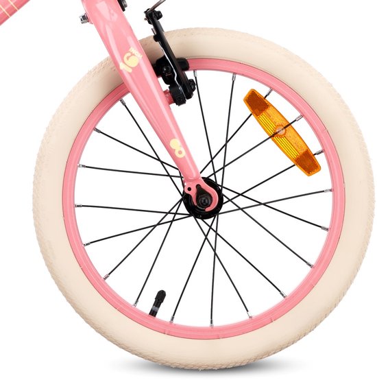 Sun Baby Kinderfiets 16 Inch LOOFI, Fiets voor Meisje 4-6 Jaar, Max 50 kg - licht aluminium frame, met poppenstoeltje, zijwieltjes, mandje, bel, stickers - Roze van Sun Baby — afbeelding 2