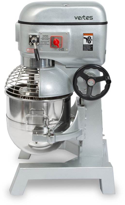 VERTES Professionele deegkneder, deegmachine met planetaire mengarm, inhoud 40 l, roestvrijstalen mengkom, mengblad, deeghaken en garde, 3 snelheden: 80, 160 en 310 tpm van Vertes — afbeelding 5