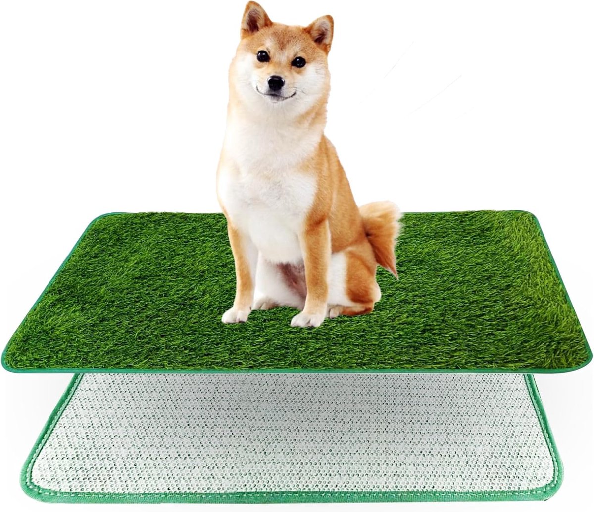longziming - Hondentoilet Kunstgras - Herbruikbare Hondenwc - Trainingsmat Voor Honden - Snelle Afvoer Van Urine - Weerbestendig Ontwerp - Natuurlijk Grasgevoel - Ideaal Voor Balkon En Tuin - 1 Stuk - 46*71cm