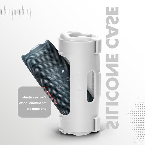 Zachte silicone hoes voor JBL Flip 7 draagbare luidspreker met schouderriem en fietsbevestiging - Bescherming, duurzaamheid en stijl (Grijs) — afbeelding 2