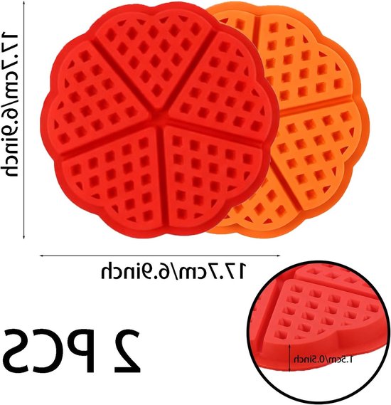 Hartvormige siliconen wafelvorm voor het maken van wafels en muffins, 2-delige set, eenvoudig in gebruik, perfect voor airfryer en bakplezier — afbeelding 5