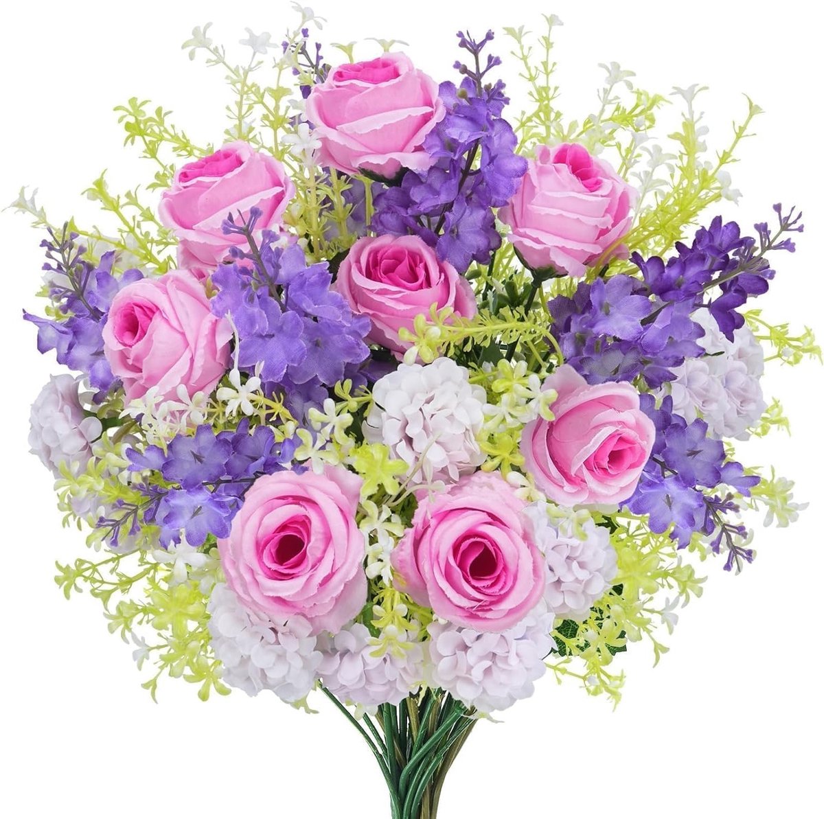 Paarse Zijde Rozen en Hortensia Kunstbloemen voor Decoratie in Tuin en Balkon - Perfect voor DIY Projecten en Buitengebruik