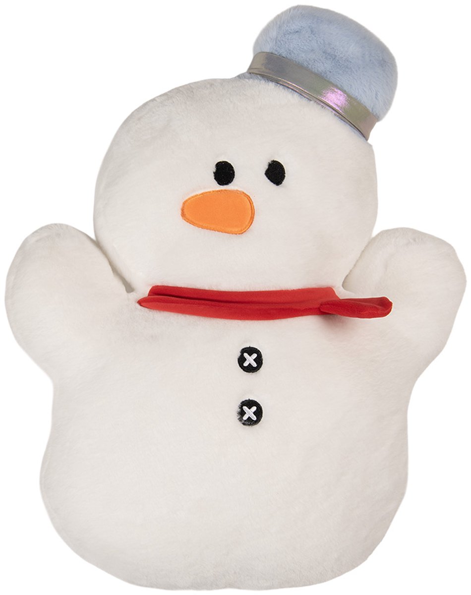 Clayre & Eef Sierkussen Sneeuwpop 37x9x52 cm Wit Polyester