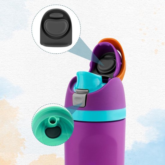 4 Stuks Vervangende Stoppen met 4 Flessen Grommets voor O-Ring Waterflesdeksels - Silicone en Plastic Accessoires voor 19/24/25/32/40oz Flessen van Merkloos — afbeelding 3