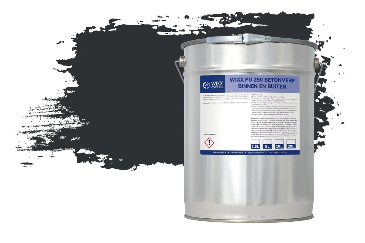 Wixx PU 250 Betonverf Buiten en Binnen - 5L - RAL 7021 | Zwartgrijs