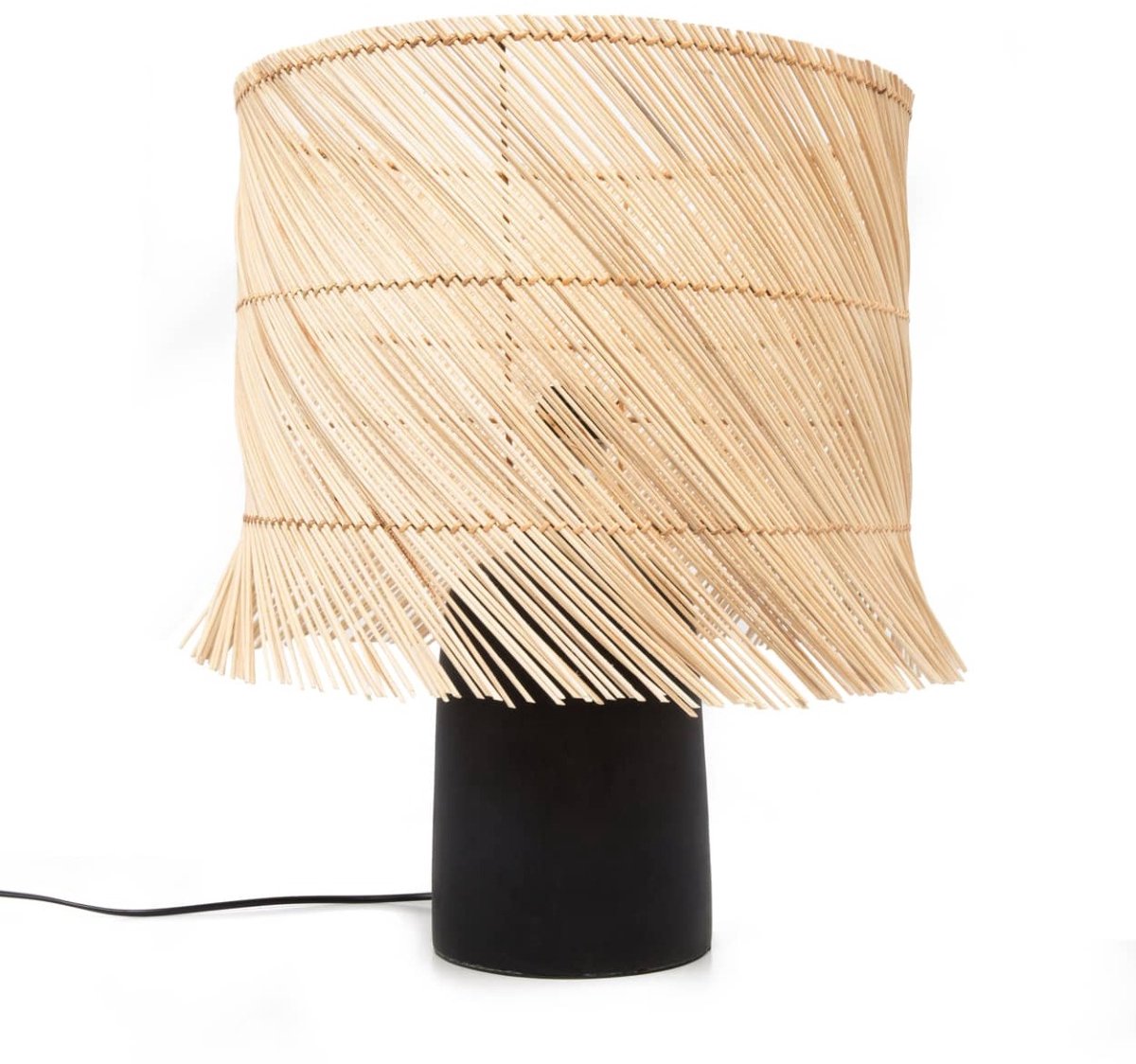 De Rattan Tafellamp - Zwart Naturel