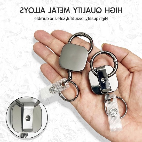 2 Stuks Opvouwbare Badgehouders, Retractable ID Kaart Houder, Sleutelhanger en ID Badge Reel, Ideaal voor Werk en Evenementen — afbeelding 3
