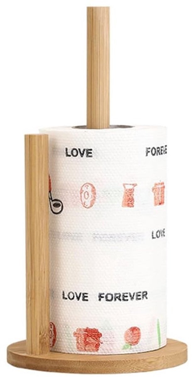 Houten Keukenrolhouder - Antislip Papiertoren voor Keuken, Badkamer (11,02 x 5,7 cm)