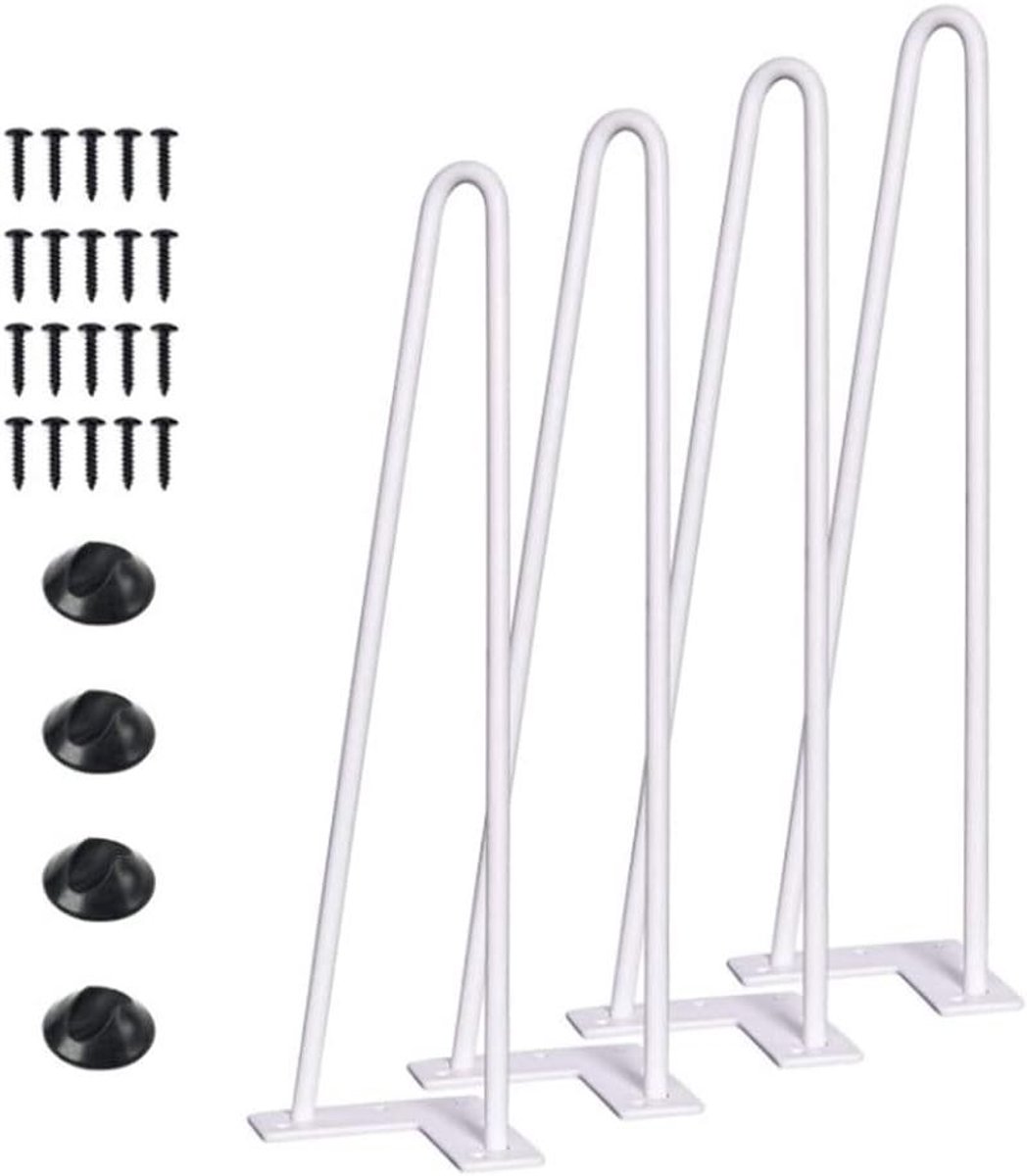 Tafelpoten - Meubelpoten haarspeld - Meubels maken - Zware draagkracht - 41 cm - Wit