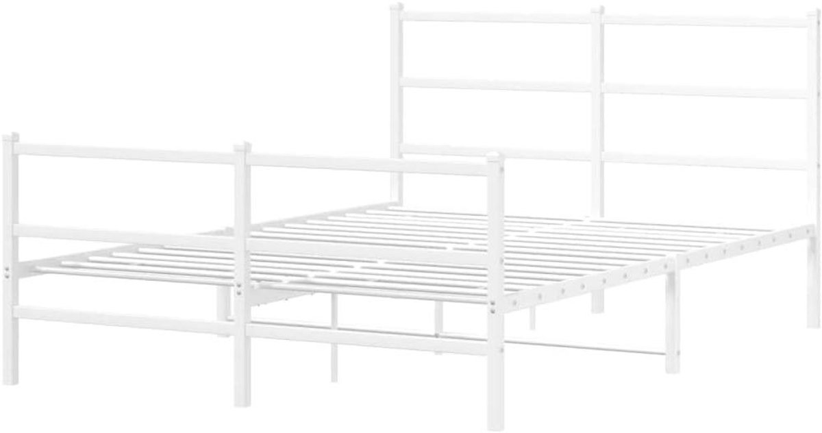 Metalen Bedframe - Ledikant Omranding - Slaapkamer Inrichten - Robuuste Constructie - 140x190 cm - Wit
