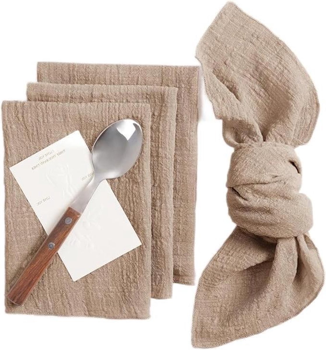 Stoffen Servetten - Linnen Servetten - Tafeldecoratie - Rustieke Textuur - 42 x 42 cm - Wit