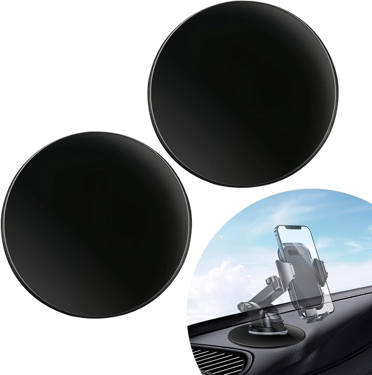 Dashboard Plaatjes - Zuignap Plaatjes - Navigatie Bevestigen - Zelfklevend - 80 mm - Zwart