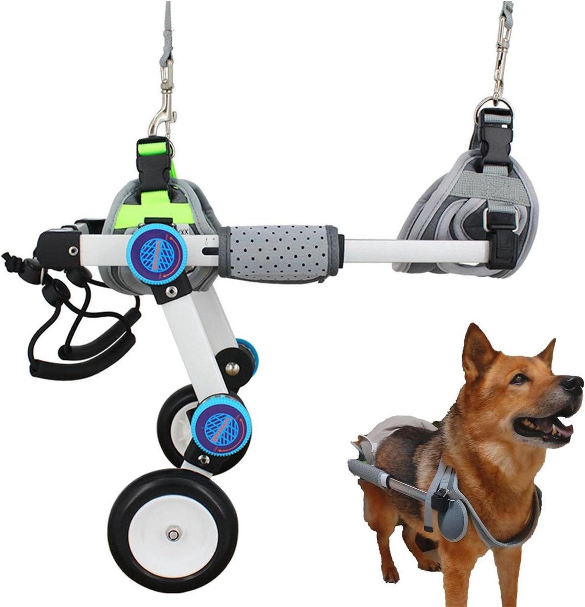 Hondenrolstoel - Hondenkar Ondersteuning - Hond Lopen - Lichtgewicht Ontwerp - XS Wijd - Zwart