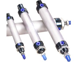 Pneumatische Cilinder - Luchtcilinder Mini - Industriële Automatisering - Compact Ontwerp - 25mm Boring 100mm Slag - Zilverkleurig