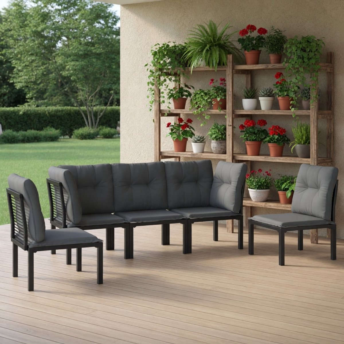Luxe Loungeset – Weerbestendig – Zwart – Industrohome