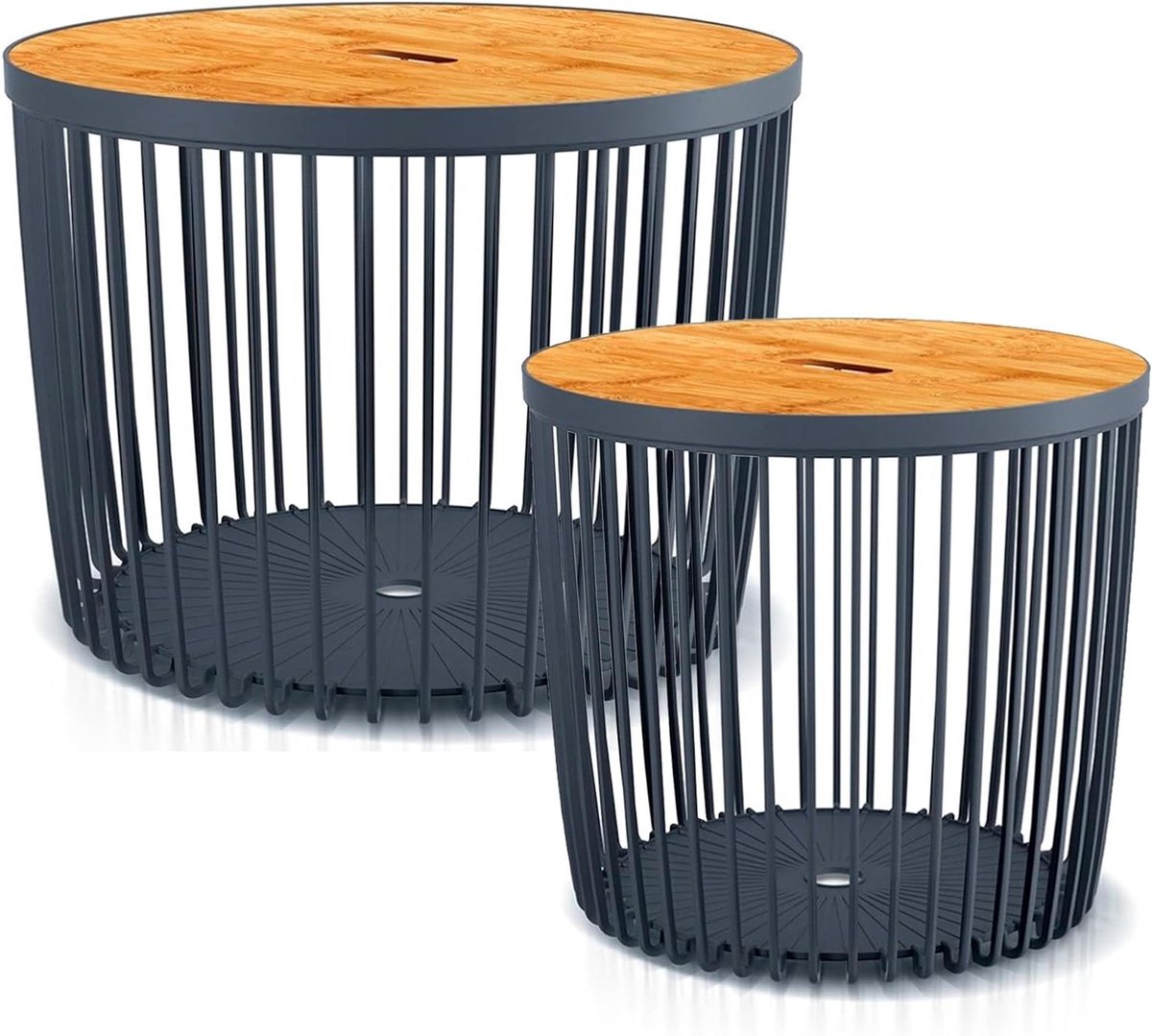 Tuinmand bijzettafel - Decoratieve mand - Buitenmeubilair - Modern design - 59 x 59 x 45.5 cm - Antraciet