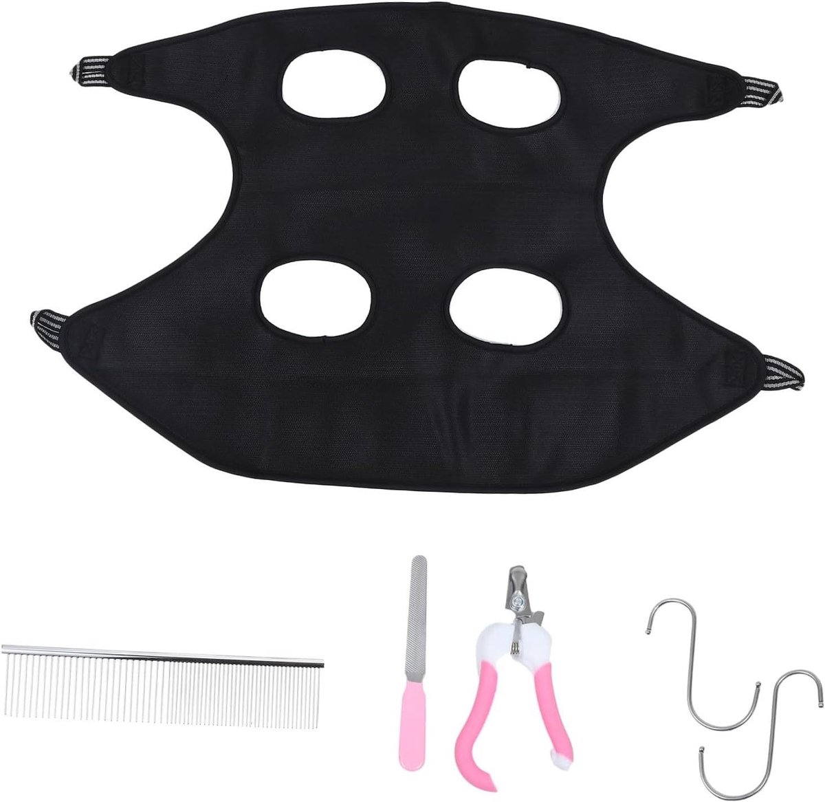 Huisdier Verzorgingsset - Trim Set Honden - Huisdier Verzorgen - Compleet met Hangmat - 70 x 52 cm - Zwart