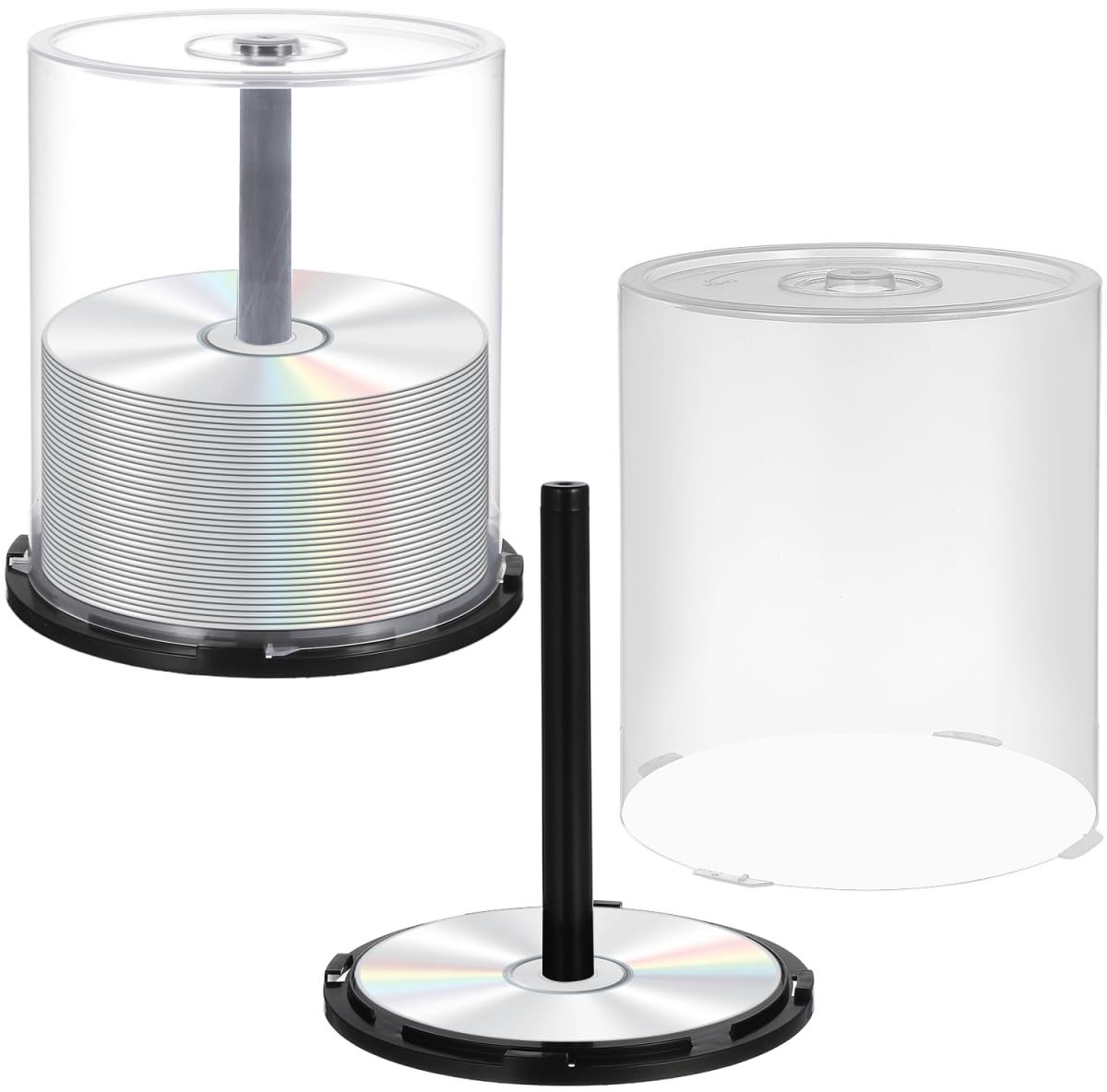 aladdien - Lege taartdoos - CD-houder - Transparant kunststof - Meerkleurig - Opbergdoos voor dvd's - Capaciteit van 100 cd's
