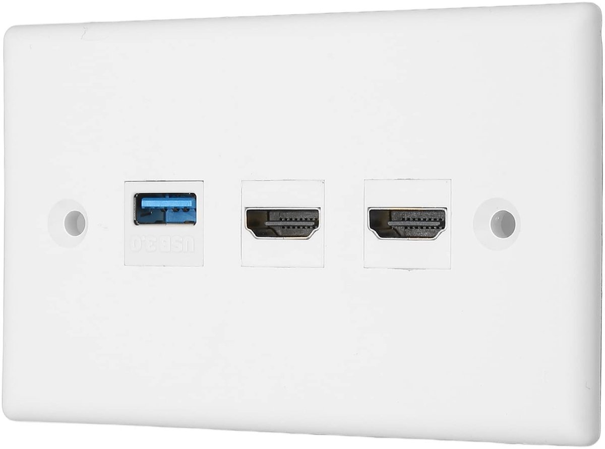 aladdien - 3-poorts HDMI-stopcontact - USB 3.0 - Soldeervrije Ethernet-wandplaat - Geschikt voor HDTV's - Streamingvideospelers - Projectoren