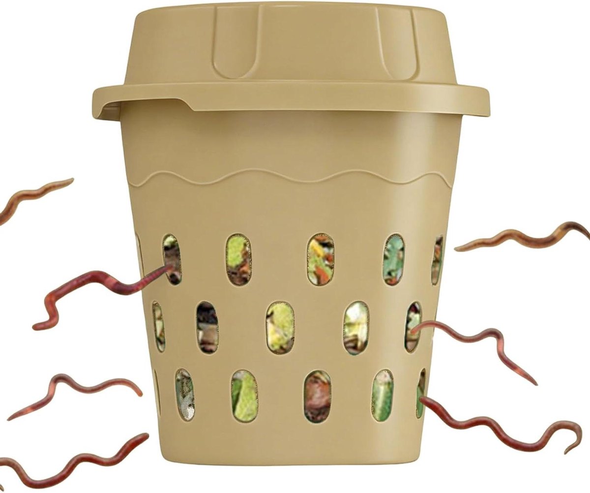 Wormencomposter Ingegraven - Compostbak Bodemverrijking - Keukenafval Recyclen - Ventilatiegaten Bevorderen Beluchting - 259 x 255 x 264 cm - Beige