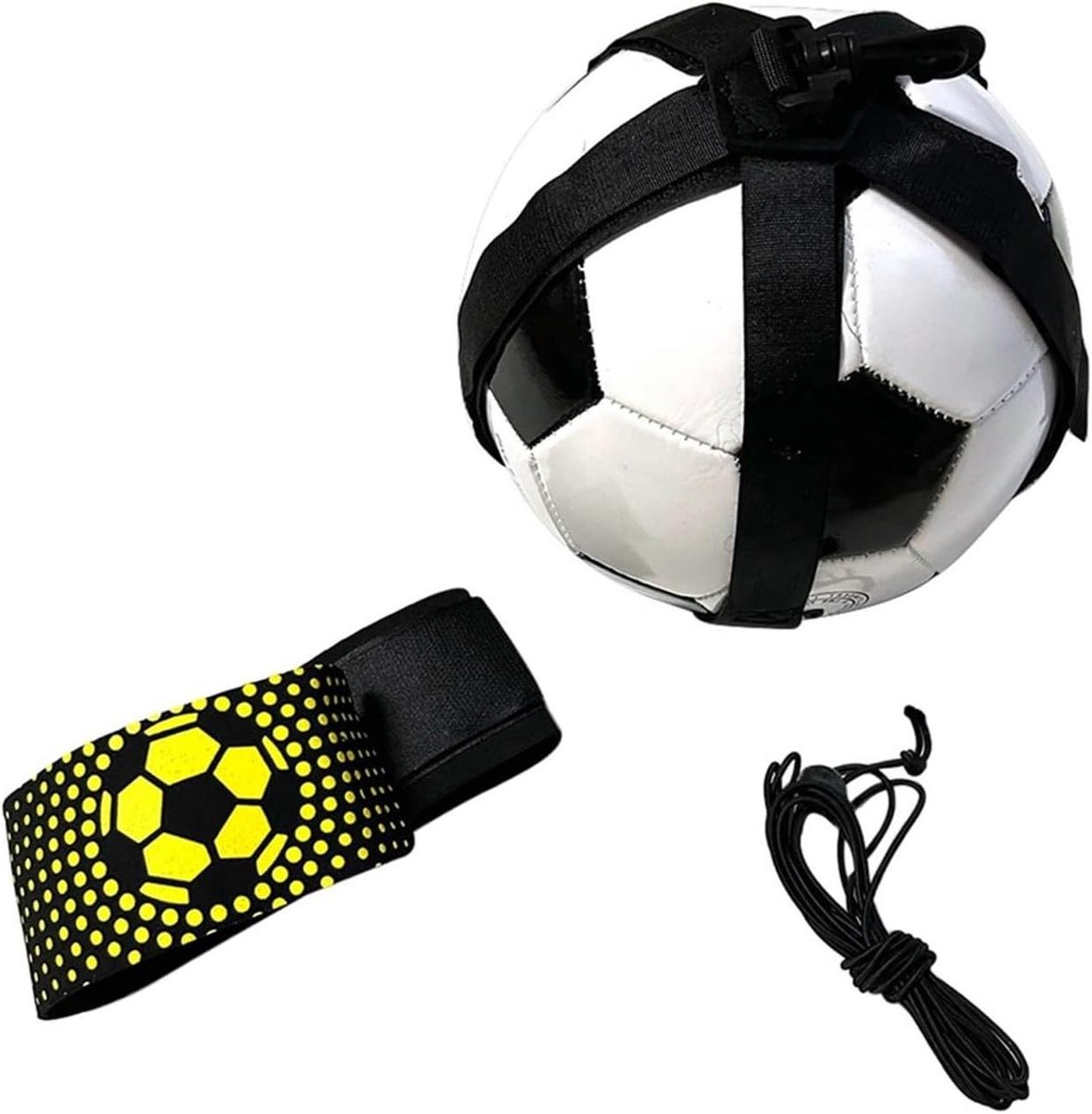 Voetbal Kick Trainers - Oefenband Ballen - Voetbaltraining Verbeteren - Verstelbare Elastische Band - 2 Stuks - Zwart
