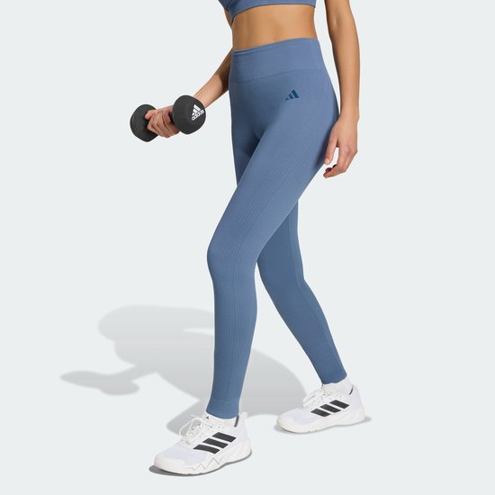 Adidas Performance Workout Essentials Knit Lange Legging - Dames - Blauw van Adidas — afbeelding 4