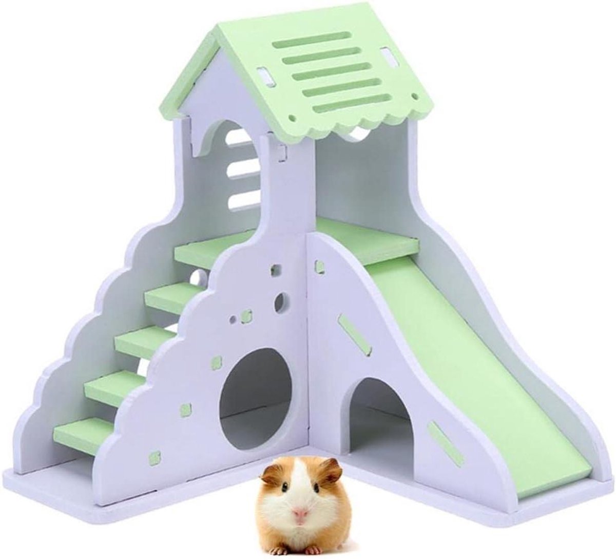 Hamster Kasteel Speelhuis - Dierenhuisje Speelgoed - Huisdier Verrijking - DIY Monteren Kasteel - 16.7 cm - Groen