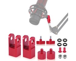 SolidChoice - Microfoon Bevestigingsadapter - Set van 2 - Geschikt voor Hyperx Quadcast - Stabiele Bevestiging - Rood - Geluidskwaliteit Verbetering -
