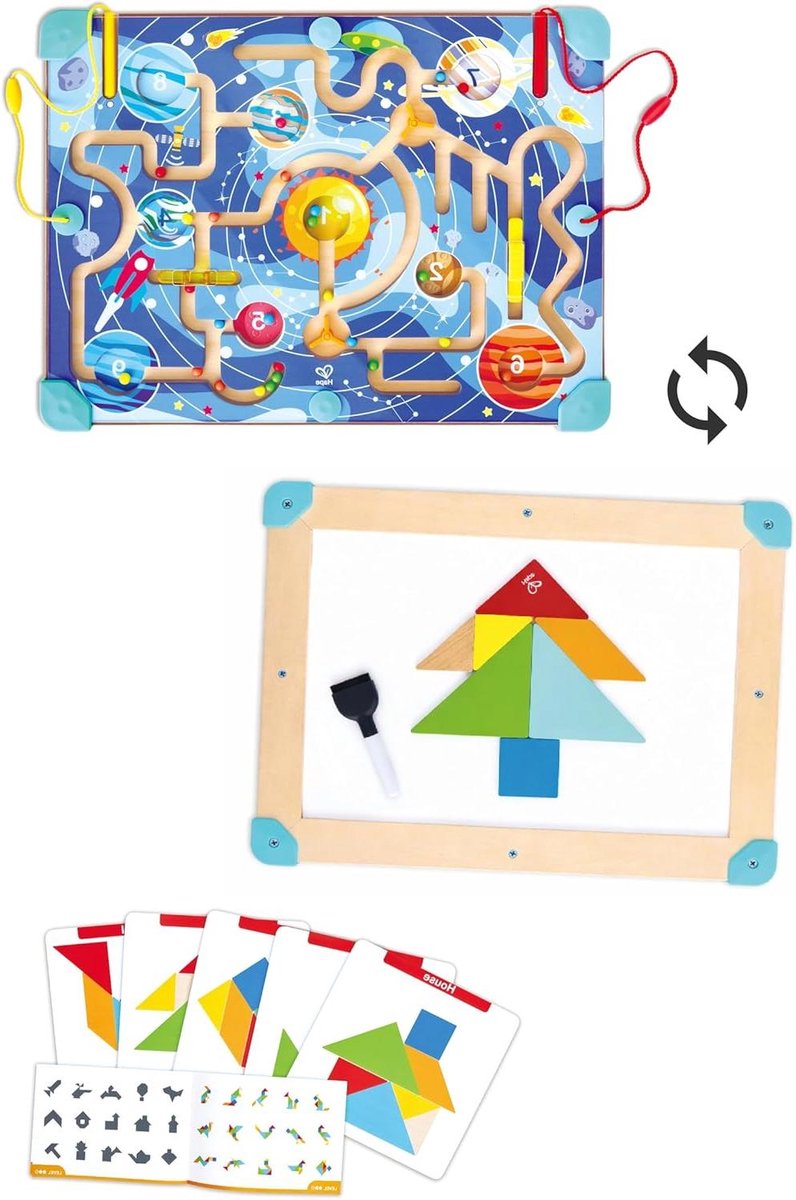 Labyrint & Tangram Bord - Ruimte Spel - Kinderen Leren - 2-in-1 Functie - Niet gespecificeerd - Multicolour
