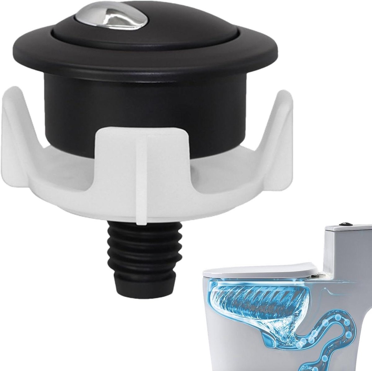 Toilet Spoelknop - Twee Spoelonderdelen - Water Besparen - Twee Spoelopties - 54 x 37 mm - Chroom