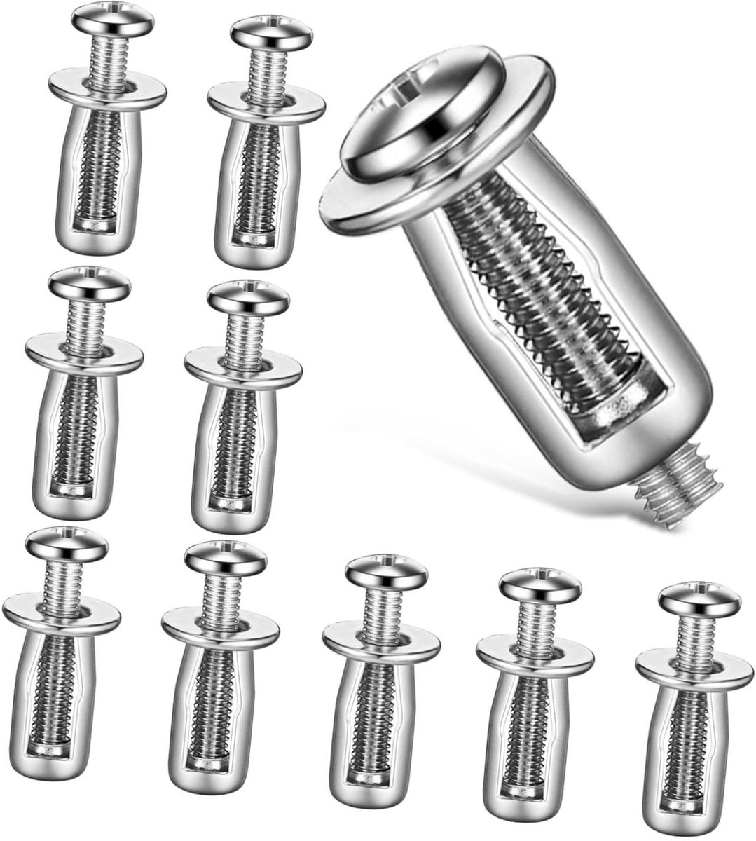 Deuranker Expansiemoeren - Holle Deur Bevestigers - Muren Bevestigen - Gegalvaniseerd Koolstofstaal - 10 stuks - Zilver