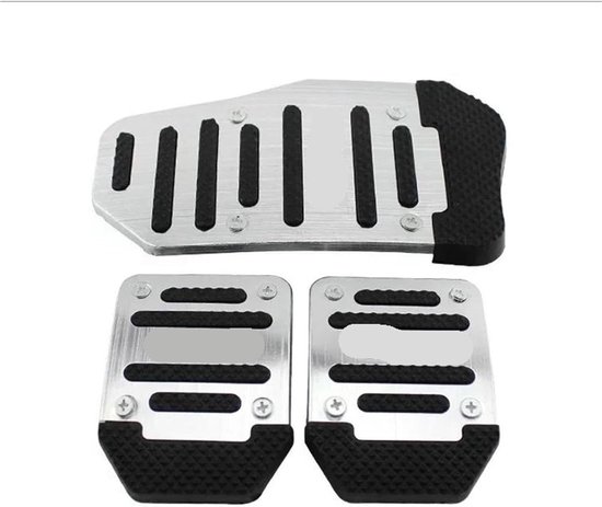 Pedaalhoezen Set - Auto Interieur - Verbeterde Grip - Universele Pasvorm - 3 Delig - Zilverkleurig — afbeelding 2