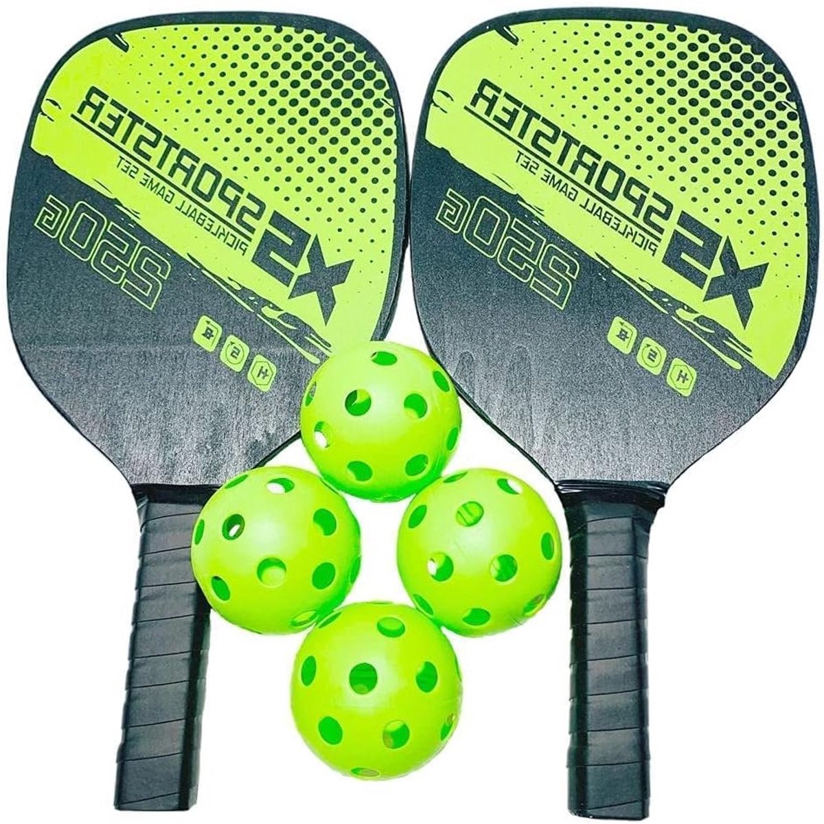 Pickleball Paddle Set met 2 Rackets en 4 Ballen - Ideaal voor Beginners en Buitenactiviteiten