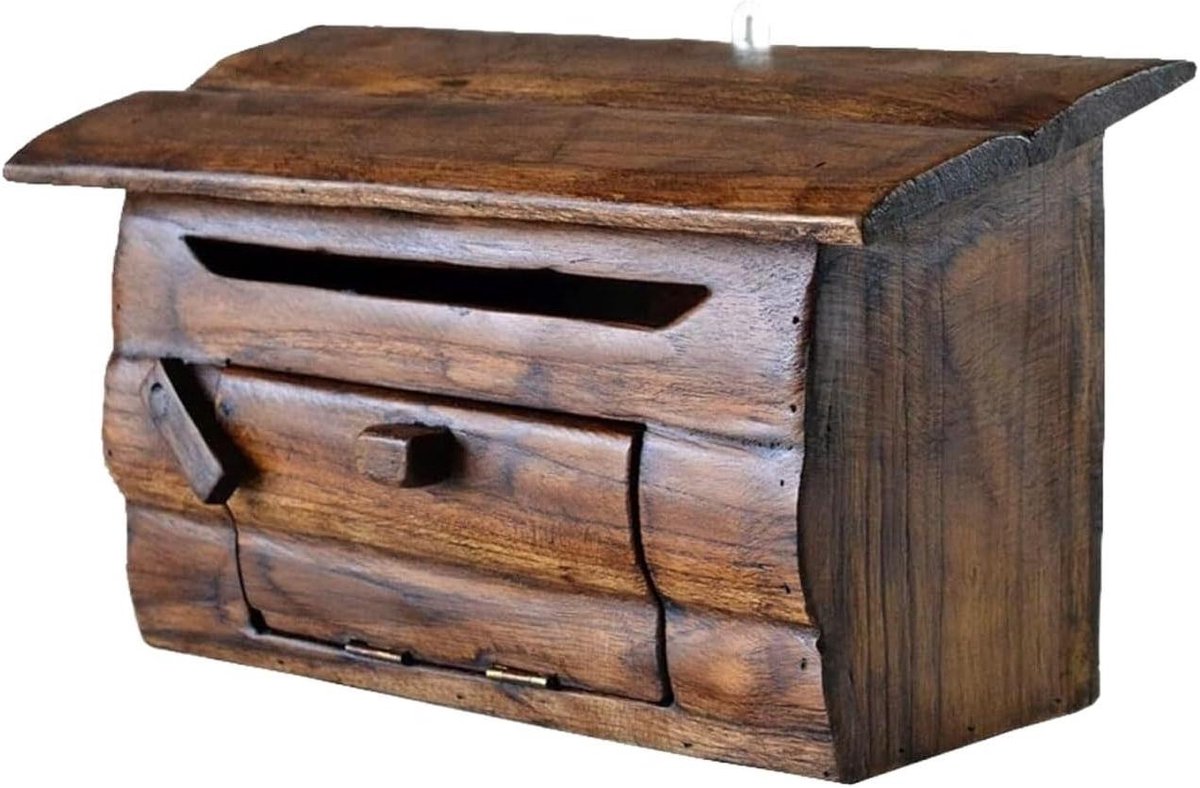 Brievenbus Hout - Postbus Muur - Post Ontvangen - Rustieke Vintage Stijl - 36x16x20 cm - Niet gespecificeerd
