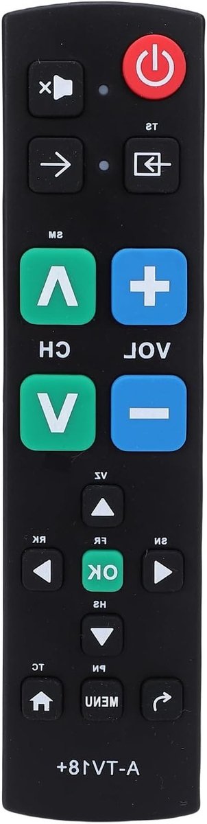 Grote Knoppen TV Afstandsbediening voor Ouderen, Gebruiksvriendelijk, Geen Programmeren Nodig, Toegankelijk en Handig