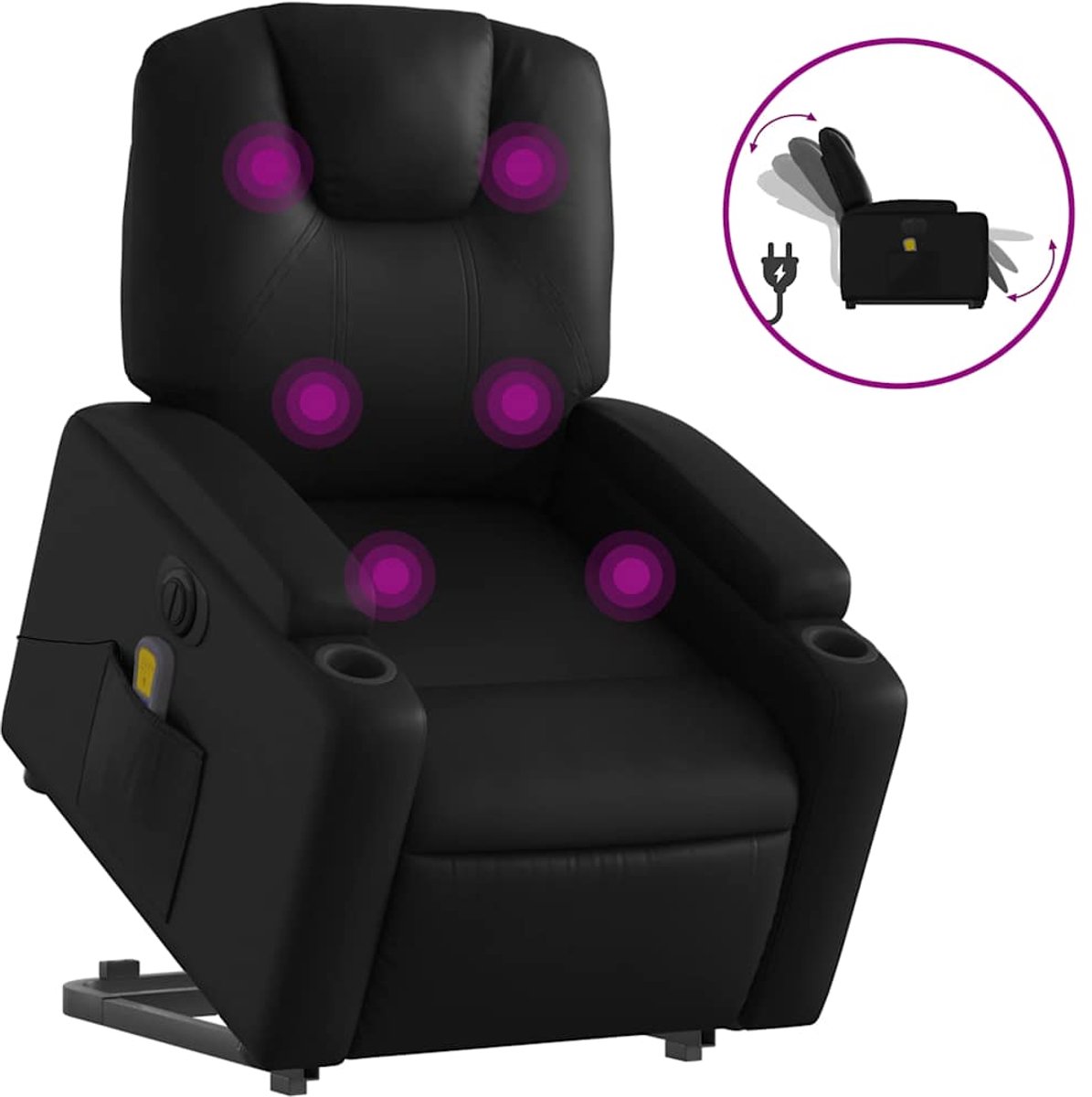 vidaXL Sta-op-massagestoel - elektrisch - kunstleer - zwart