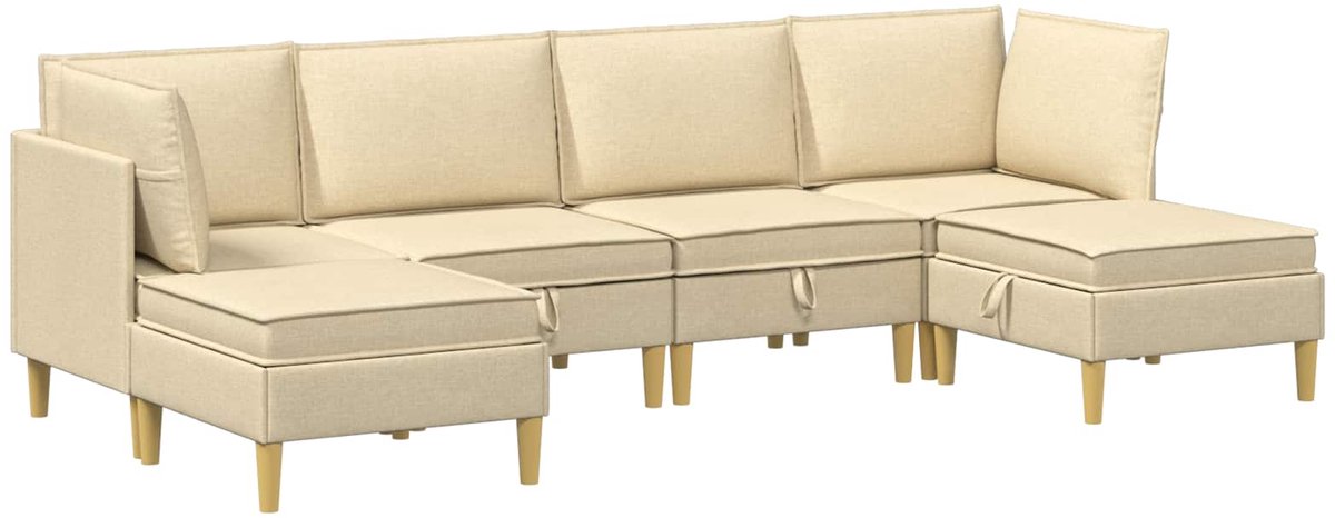 vidaXL Modulaire - bankset - met - opslag - 6 - st - Crèmekleurig