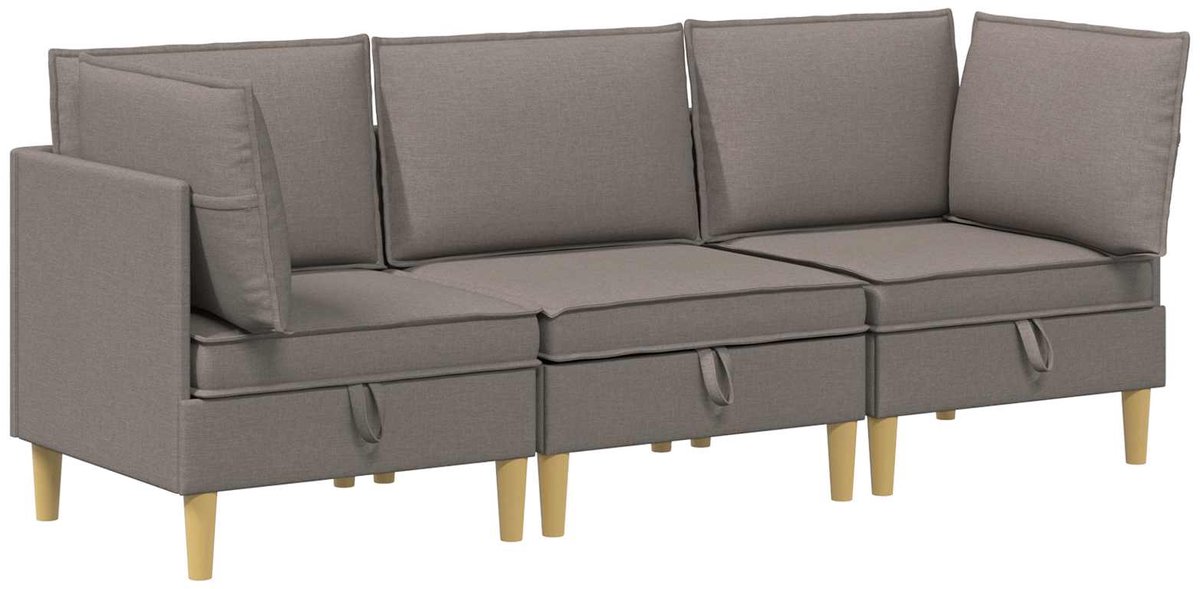 vidaXL Modulaire - bankset - met - opslag - 3 - st - Taupe - 210 - x - 70 - x - 82 - cm - Stof