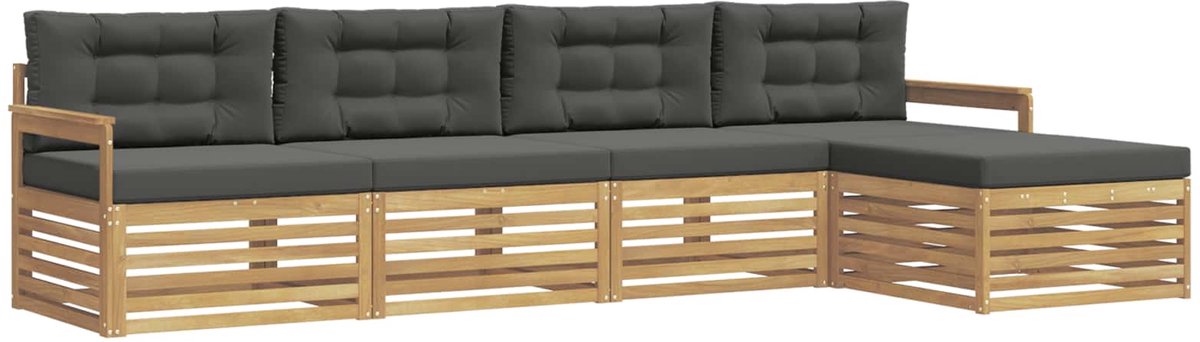 vidaXL Buiten - bank - set - 5 - st - 4-zits - Wit - en - antracietkleurig Wit en antracietkleurig