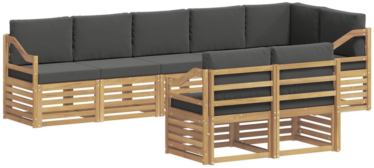 vidaXL Buiten - bank - set - 8 - st - 8-zits - Wit - en - antracietkleurig - Polyester Wit en antracietkleurig