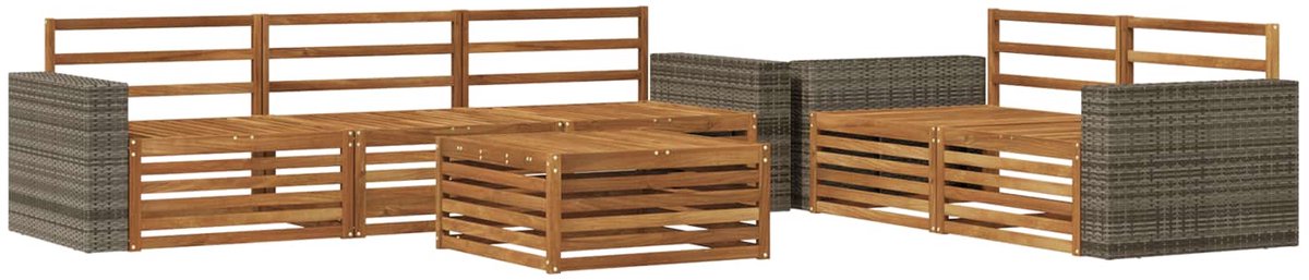 vidaXL Buiten - bank - set - 6 - st - 5-zits - Naturel - Massief - Acacia - Hout