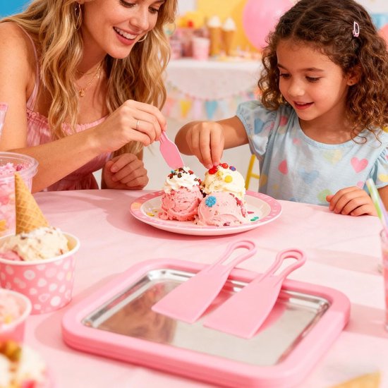 IJsrollermachine - IJsmaker Rolletjes - Desserts Maken - Dubbele Schraper - Niet gespecificeerd - Roze — afbeelding 5