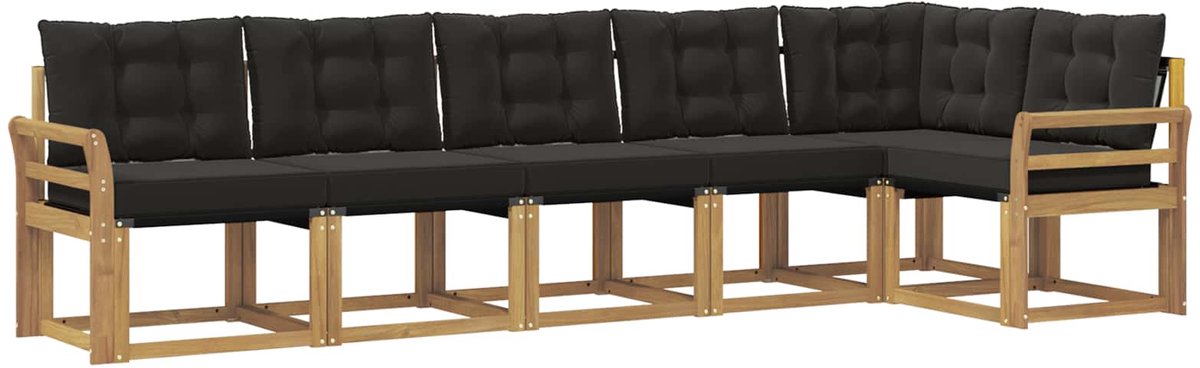 vidaXL Buiten - bank - set - 6 - st - 6-zits - Wit - en - zwart Wit en zwart