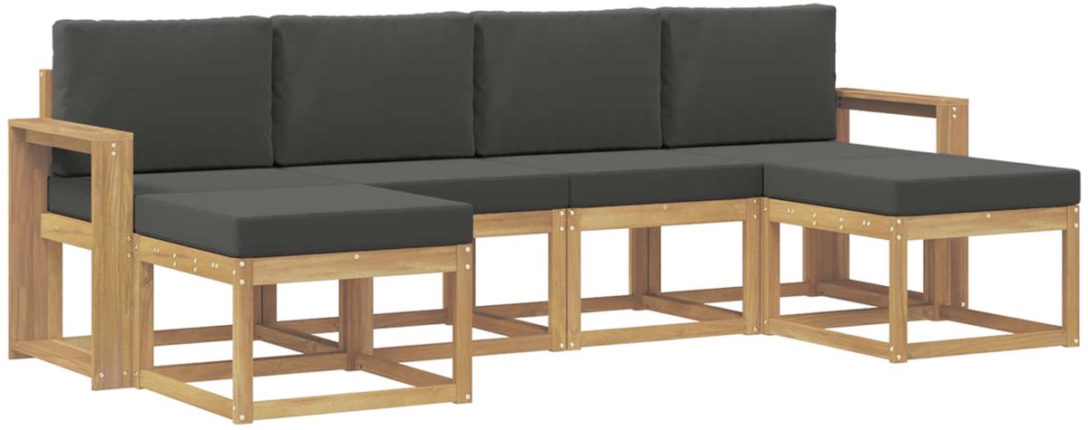 vidaXL Buiten - bank - set - 6 - st - 6-zits - Wit - en - antracietkleurig - Polyester Wit en antracietkleurig