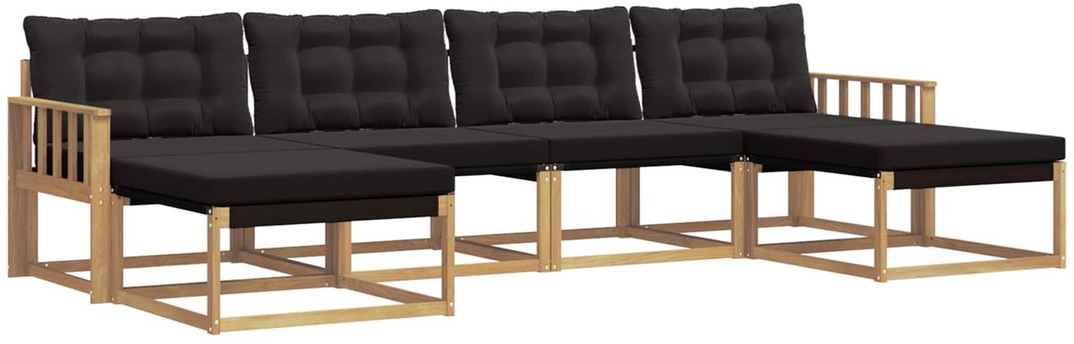 vidaXL Buiten - bank - set - 6 - st - 6-zits - Wit - en - zwart Wit en zwart