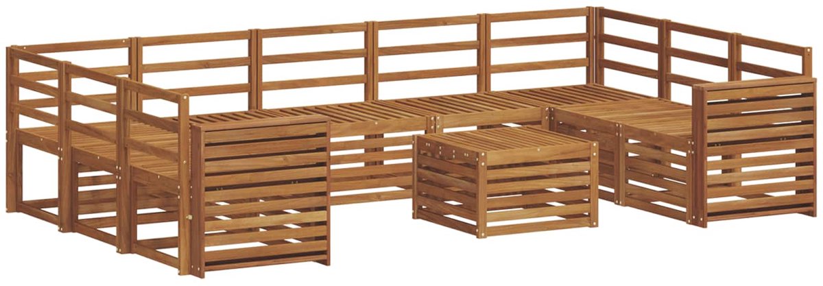 vidaXL Buiten - bank - set - 10 - st - 9-zits - Naturel - Massief - Acacia - Hout