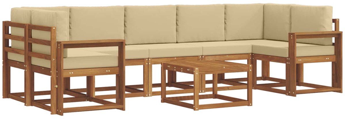 vidaXL Buiten - bank - set - 8 - st - 7-zits - Natuurlijk - en - Beige Natuurlijk en Beige