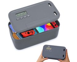 KZQ Opbergdoos met tijdslot - 2-in-1 slim slot - Digitale timerkluis - Maximale insteltijd 30 dagen - 23,9 × 13,1 × 9,6 cm - Geschikt voor het opbergen van medicijnen en elektronische apparaten - Grijs