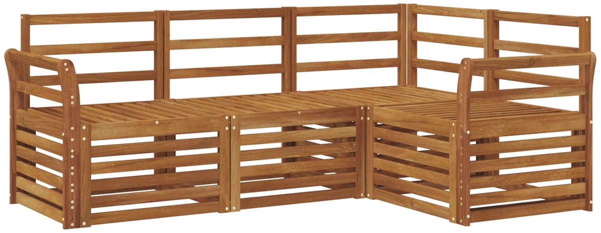 vidaXL Buiten - bank - set - 4 - st - 4-zits - Naturel - Massief - Acacia - Hout