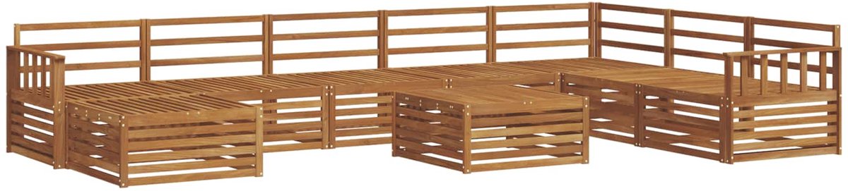 vidaXL Buiten - bank - set - 9 - st - 7-zits - Naturel - Massief - Acacia - Hout